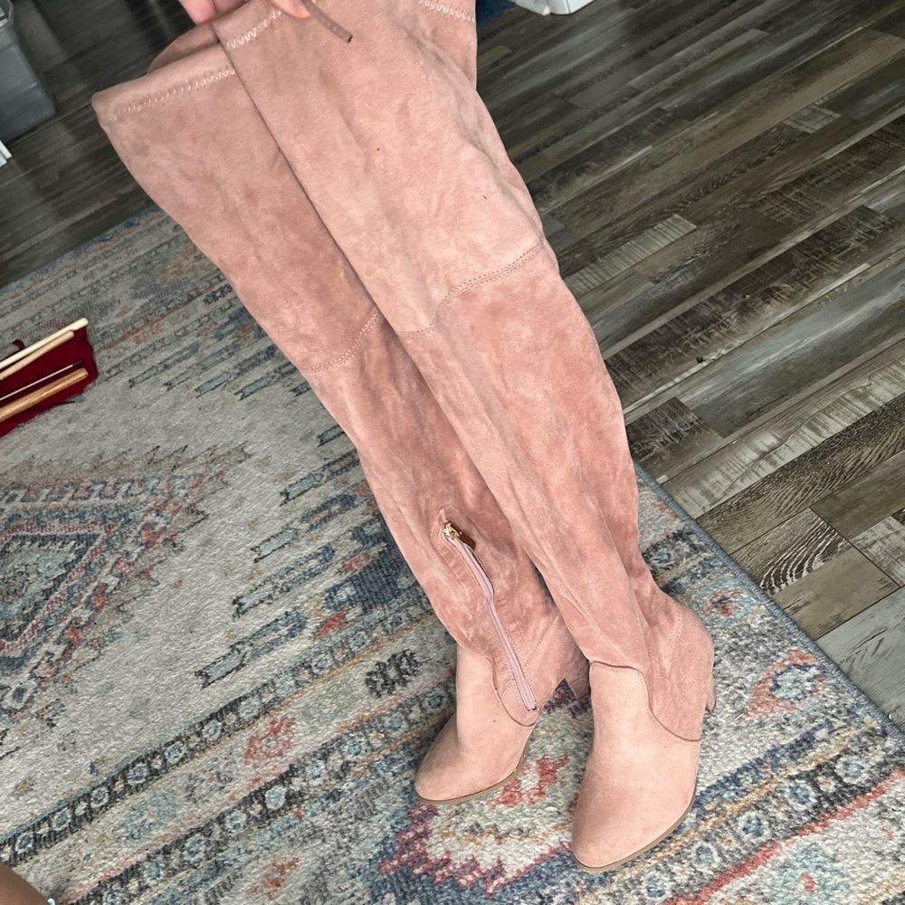 Women's Over-the-Knee Suede Boots - Pink